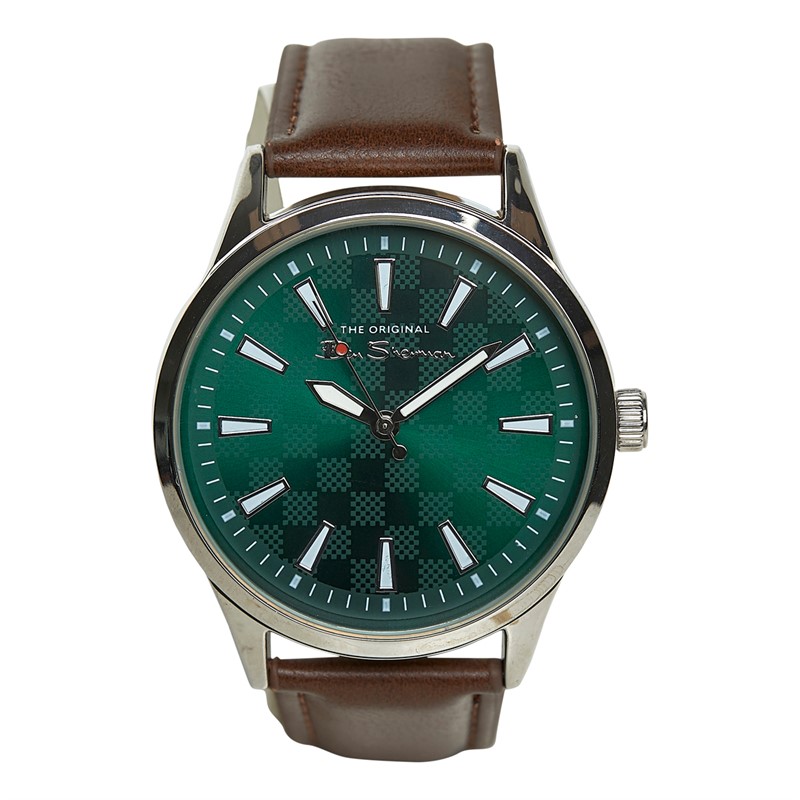 Ben Sherman Mens Strap Watch With Green Dial Brown