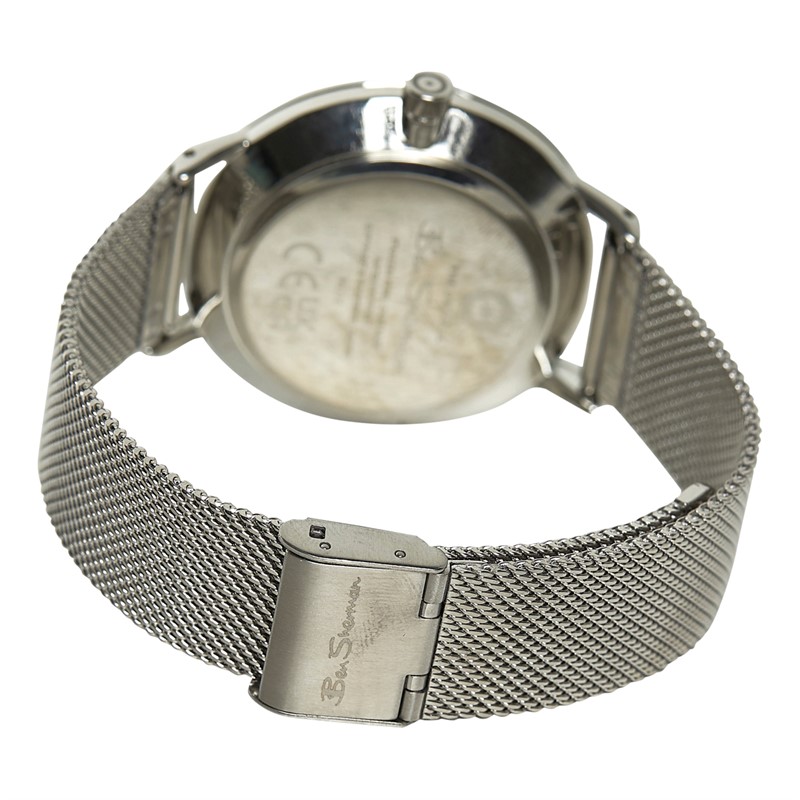 Ben Sherman Mens Mesh Strap Watch With Stripe Dial Silver