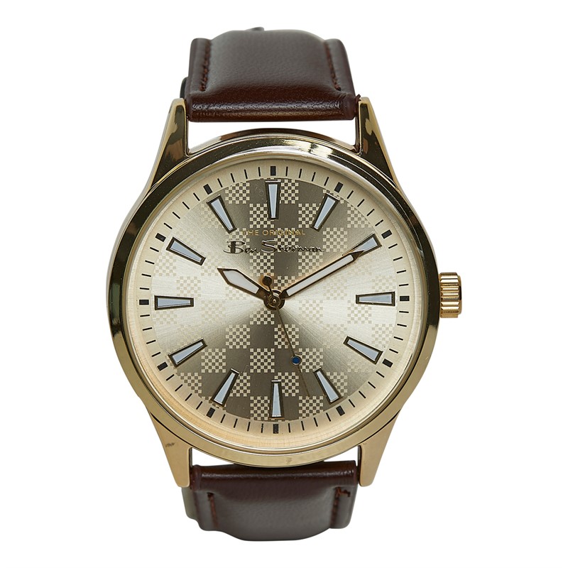 Ben Sherman Mens Strap Watch With Gold Dial Brown