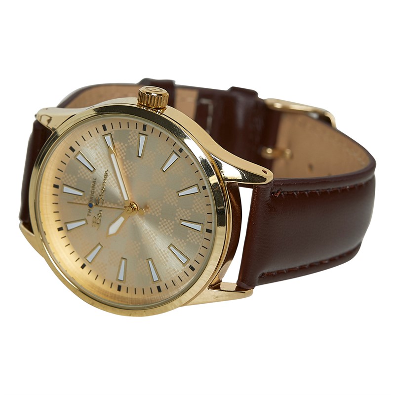 Ben Sherman Mens Strap Watch With Gold Dial Brown