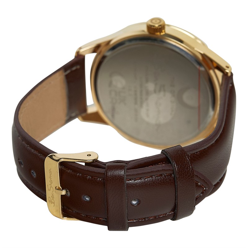 Ben Sherman Mens Strap Watch With Gold Dial Brown