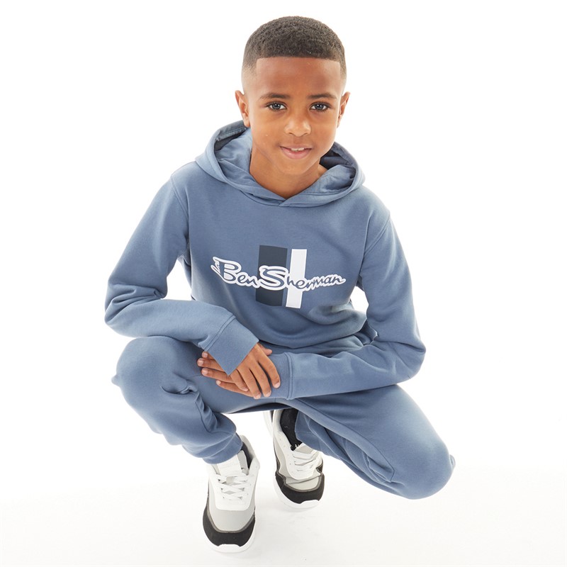 Ben Sherman Boys Mod Script Hoodie Bering Sea