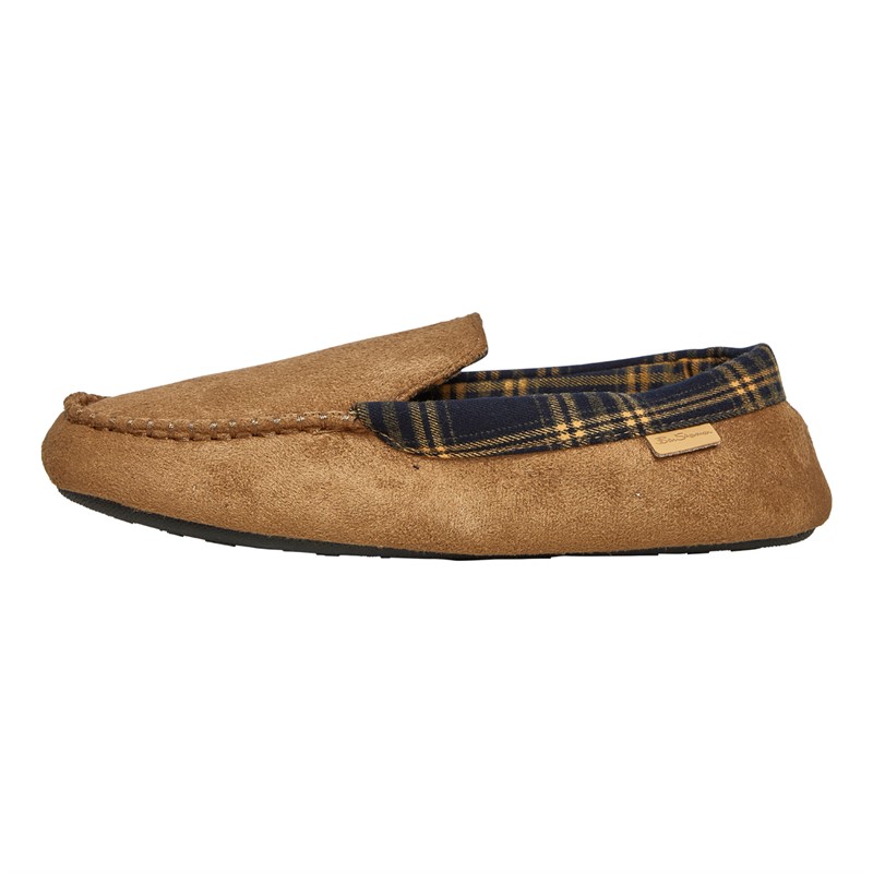 Ben Sherman Mens Leela Moccasin Slippers Tan