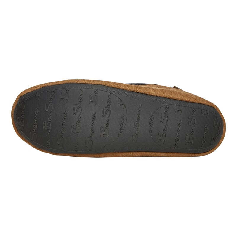 Ben Sherman Mens Leela Moccasin Slippers Tan