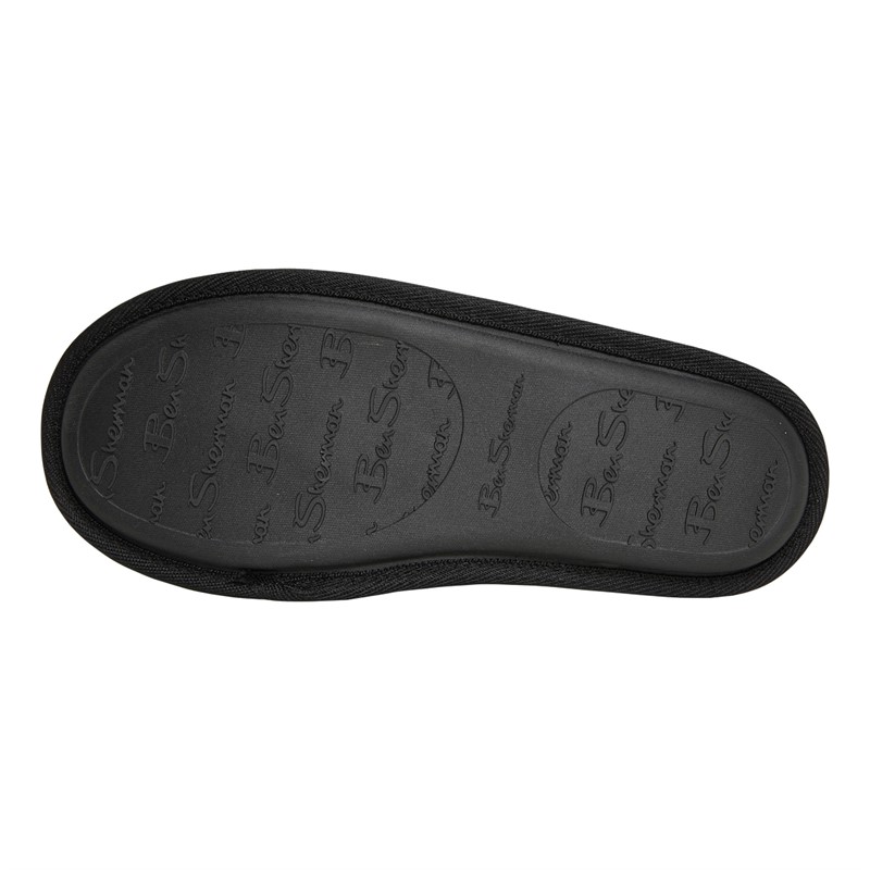 Ben Sherman Mens Montage Mule Slippers Black