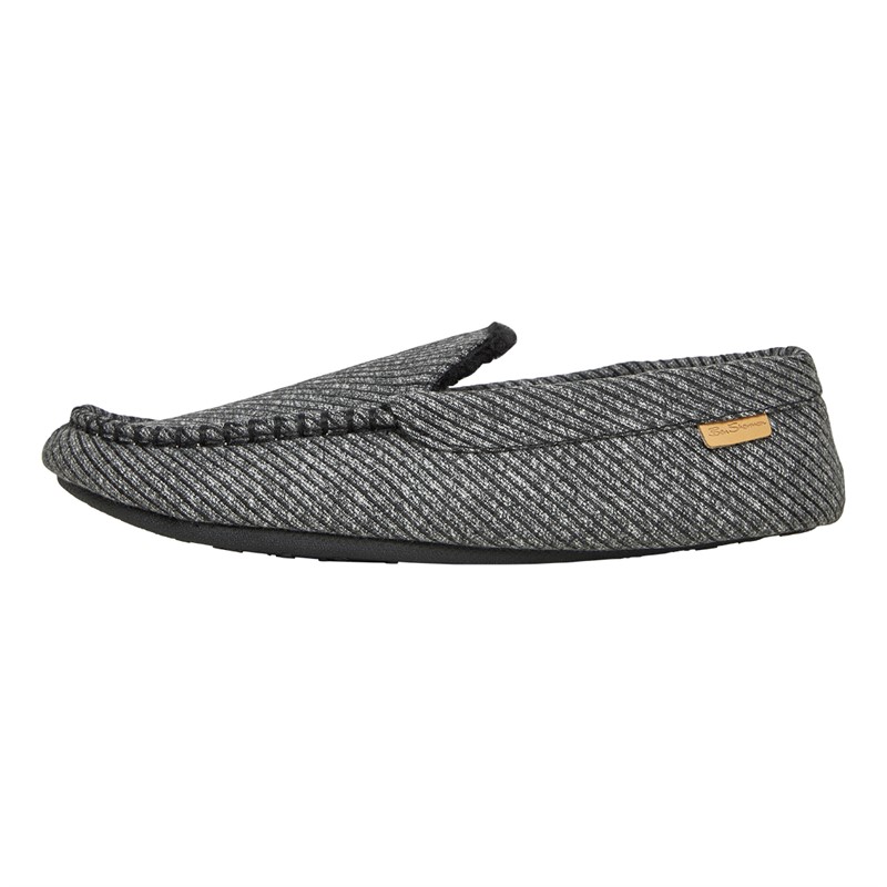 Ben Sherman Mens Wynn Moccasin Slippers Black