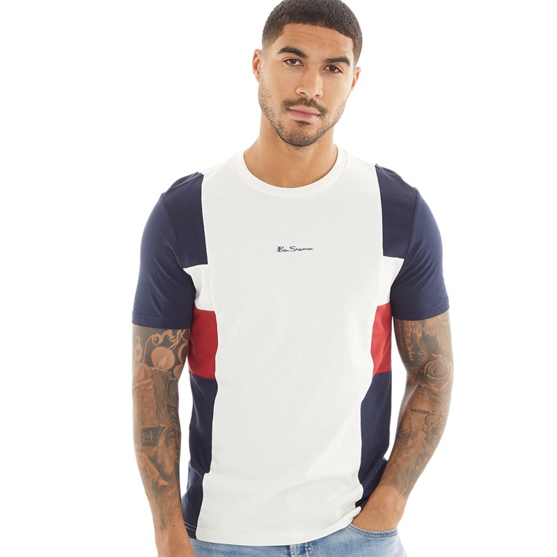 Ben Sherman Mens Vintage Sports T-Shirt Ivory