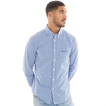 Ben Sherman Mens Long Sleeve Three Colour Gingham Shirt Blue