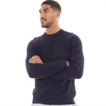 Ben Sherman Mens Twisted Yarn Crew Neck Jumper Dark Navy