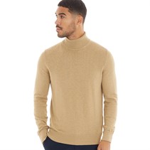 Ben Sherman Mens Cotton Roll Neck Jumper Stone