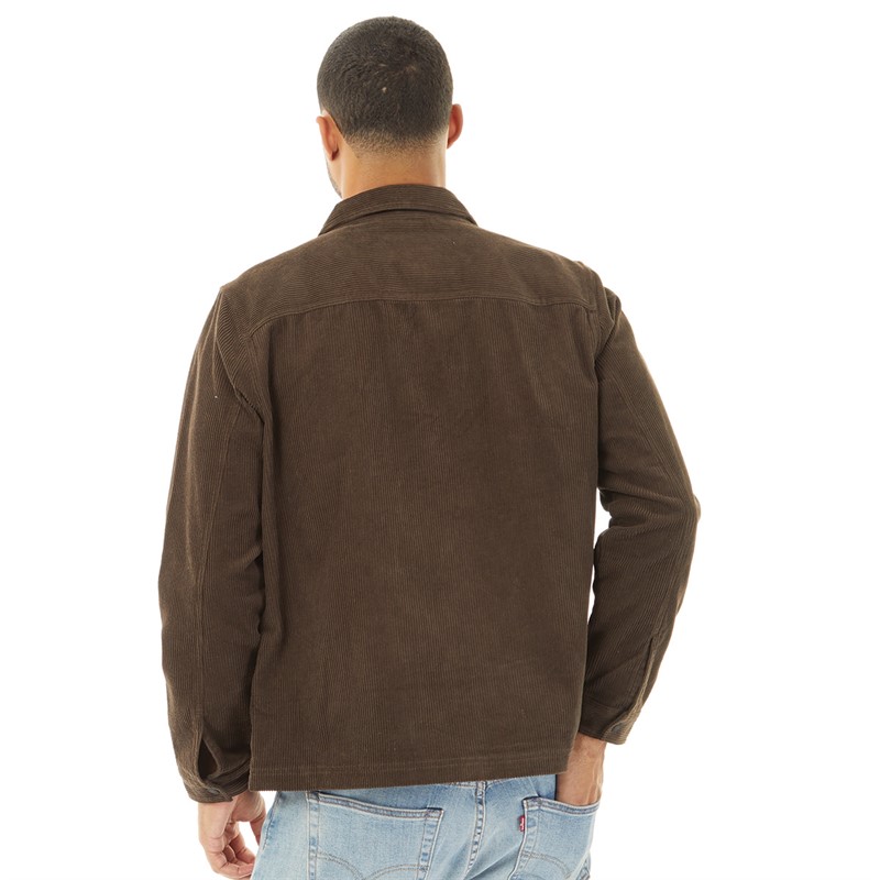 Ben Sherman Mens Cord Trucker Overshirt Brown