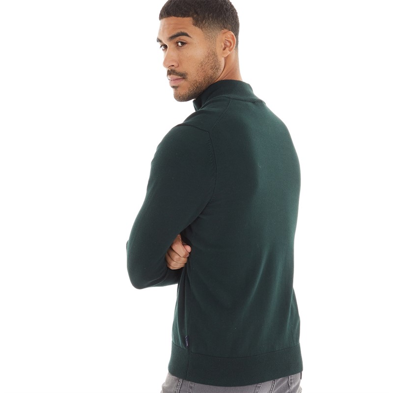 Ben Sherman Mens 1/4 Zip Funnel Neck Jumper Dark Green