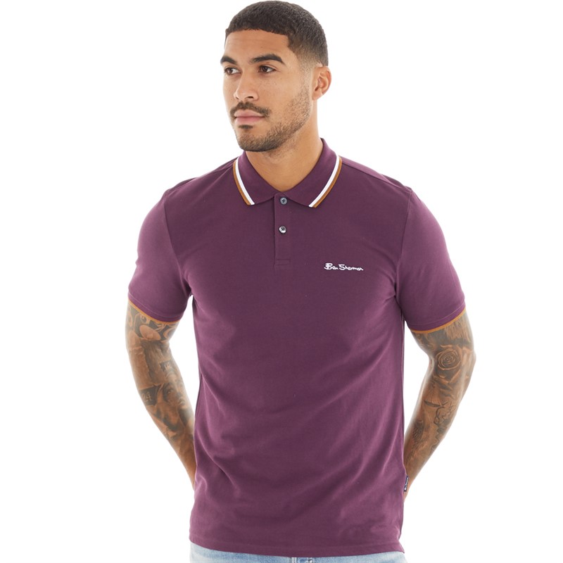 Ben Sherman Mens Twin Tipped Polo Plum