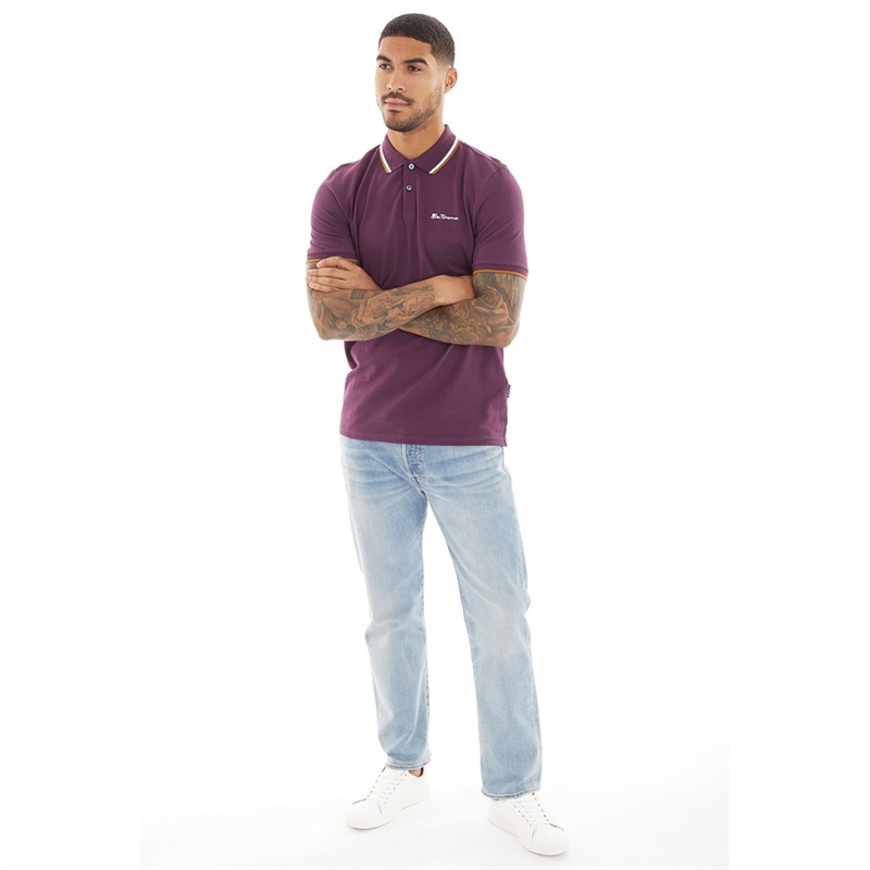 Ben Sherman Mens Twin Tipped Polo Plum