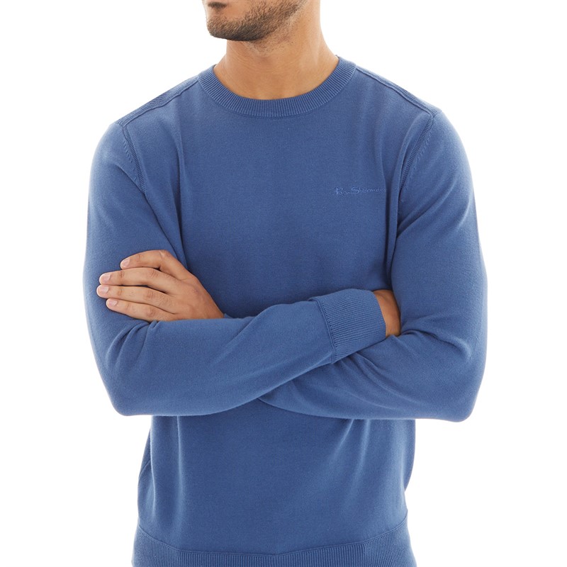 Ben Sherman Mens Crew Neck Jumper Riviera Blue