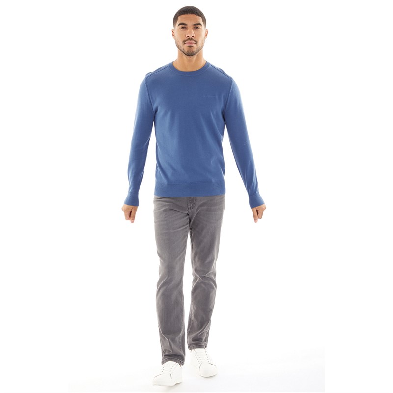 Ben Sherman Mens Crew Neck Jumper Riviera Blue