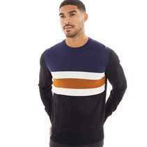 Ben Sherman Mens Chest Stripe Crew Neck Jumper Black