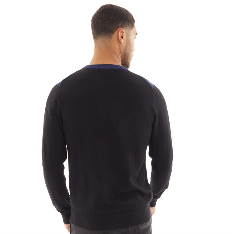 Ben Sherman Mens Chest Stripe Crew Neck Jumper Black