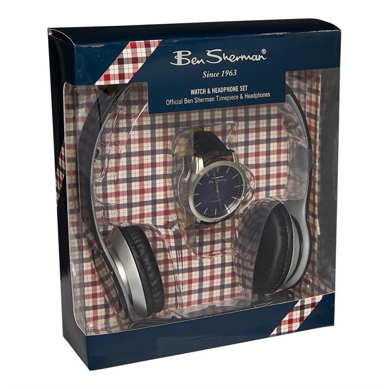 Ben Sherman Mens Watch With Navy Dial And Branded Headphones Gift Set Black/Navy