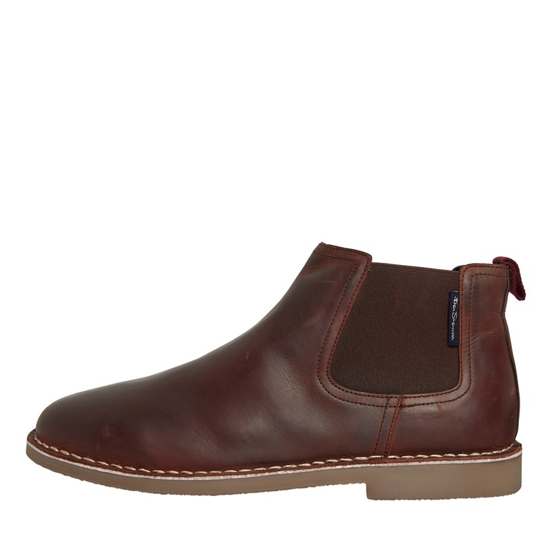 Ben Sherman Mens Garcia Leather Chelsea Boots Brown Leather