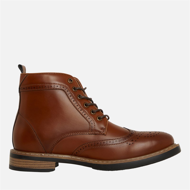 Ben Sherman Mens Templeton Brogue Boots Tan Burnish