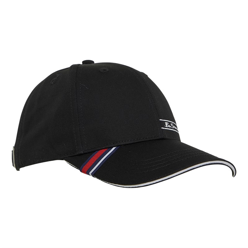 Ben Sherman Mens Core Stripe Baseball Cap Black/White/Tibetan Red