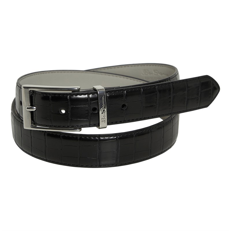 Ben Sherman Mens Scotty Croc Belt Black