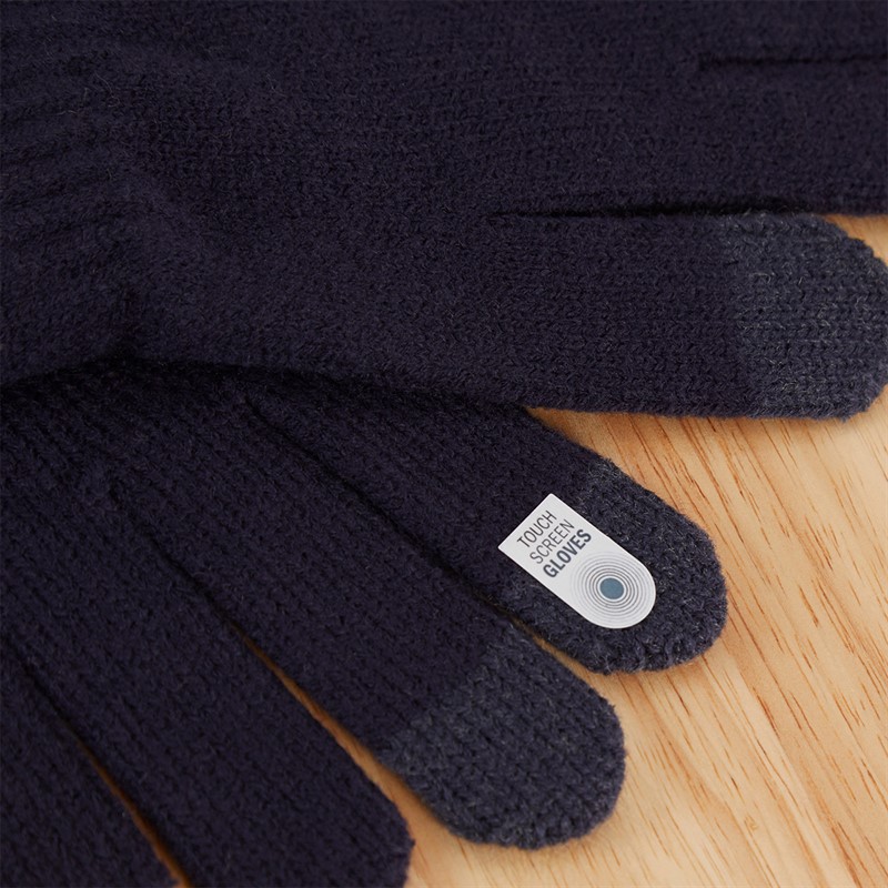 Ben Sherman Mens Touchscreen Knitted Gloves Navy Blazer