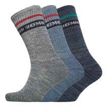 Ben Sherman Mens Rushmore Three Pack Crew Socks Navy Blue/Grey