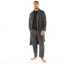 Ben Sherman Mens Thor Herringbone Fleece Robe Black