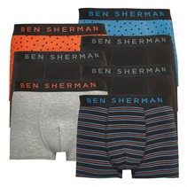 Ben Sherman Mens Everly Seven Pack Trunks Bright Cobalt/Charcoal Marl/Alloy Grey/Black/Puree Pumpkin