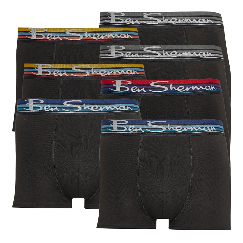 Ben Sherman Mens Oscar Seven Pack Trunks Black