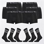 Ben Sherman Herren Sechserpack Boxershorts und Sechserpack Socken Geschenkset Schwarz