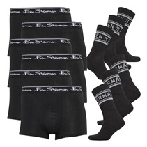 Ben Sherman Mens Six Pack Underwear And Six Pack Socks Gift Set Black