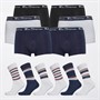 Ben Sherman Mens Six Pack Boxers And Six Pack Socks Gift Set White/Black/Navy