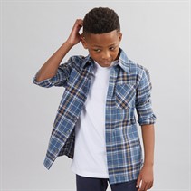 Ben Sherman Boys Brushed Twill Check Shirt Bering Sea