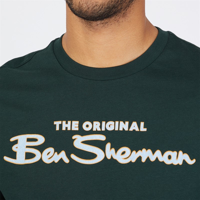 Ben Sherman Mens Three Pack T-Shirts Dark Navy/Dark Green/White