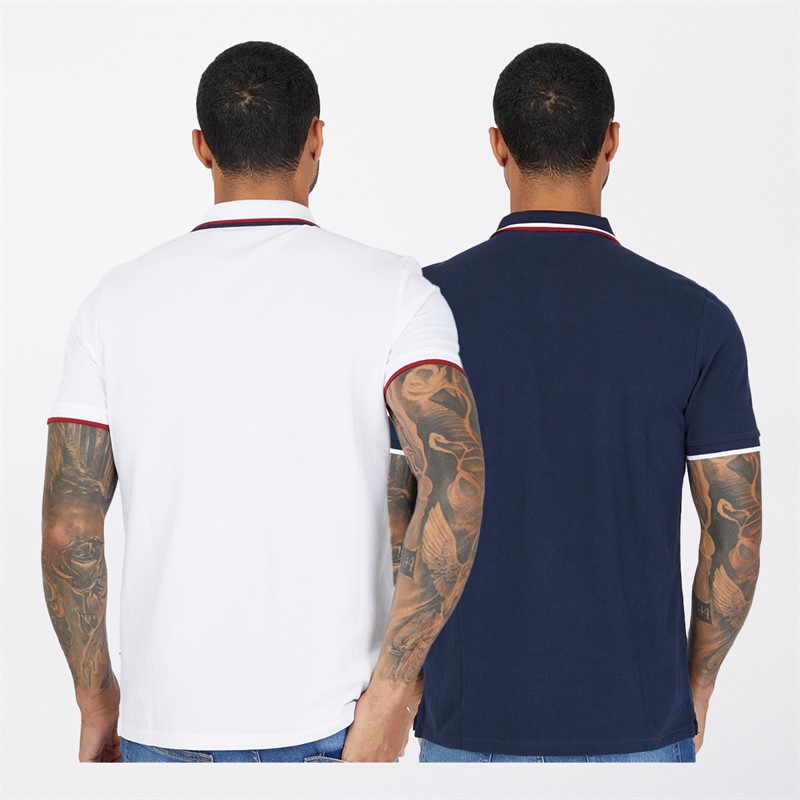 Ben Sherman Mens Two Pack Polos Dark Navy/White