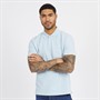 Ben Sherman Mens Heavyweight Chequerboard Cuff Polo Pale Blue