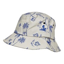 Ben Sherman Mens Resort Print Bucket Hat Tofu/Limoge