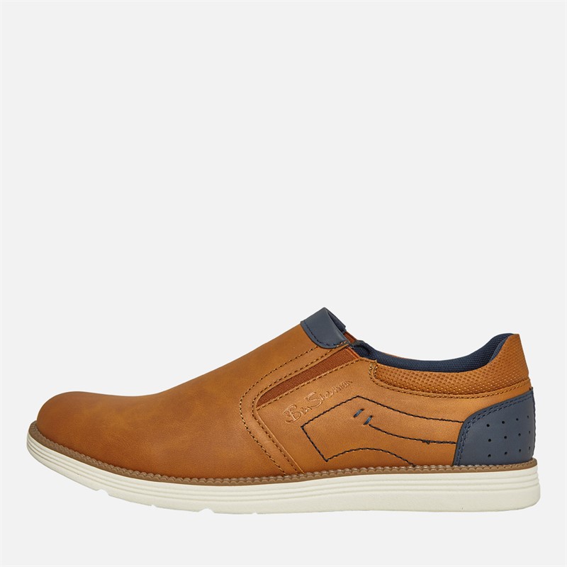 Ben Sherman Mens Havana Slip On Shoes Tan/Navy - Size 9