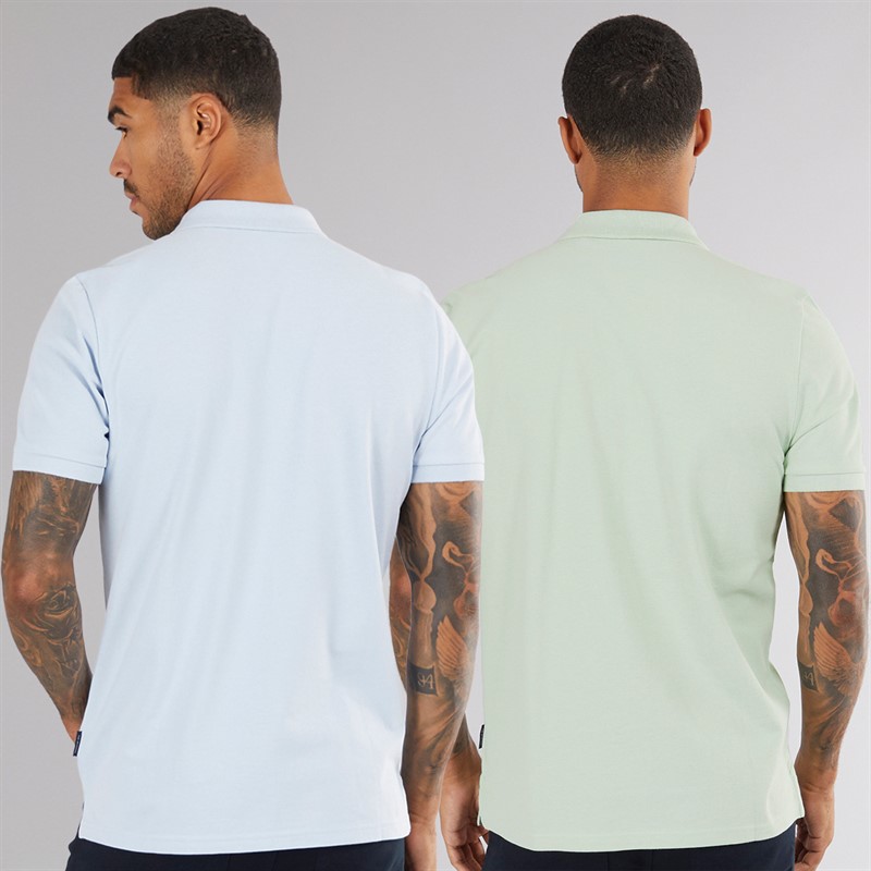 Ben Sherman Mens Two Pack Polo Shirts Mint/Pale Blue