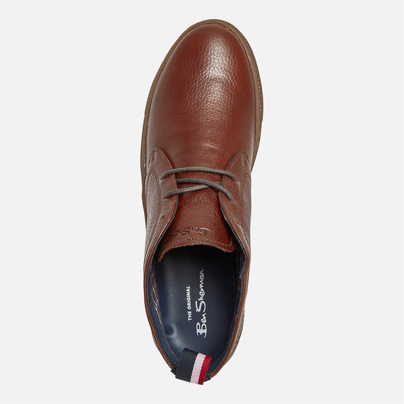 Ben Sherman Mens Parka Chukka Boots Brown Milled Lea