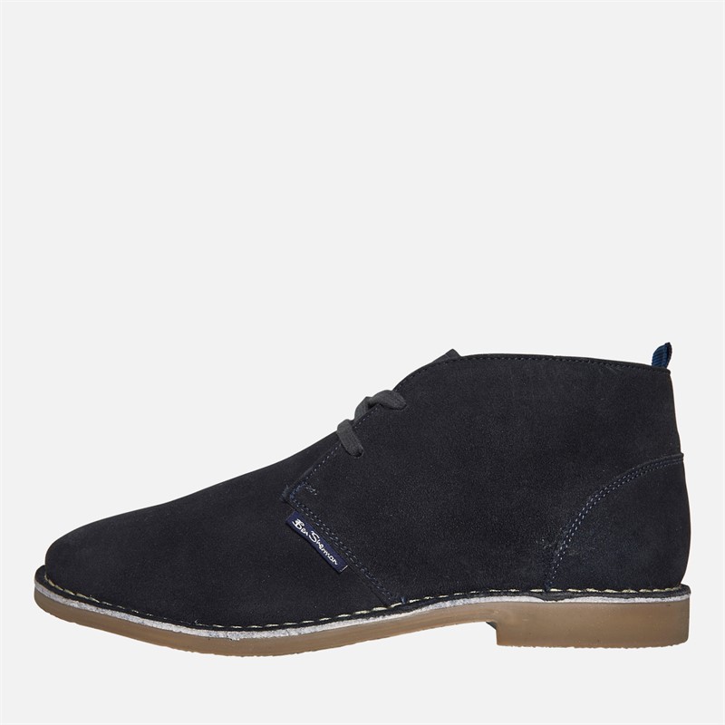 Ben Sherman Mens Hemmings Desert Boots Navy Suede - Size 9