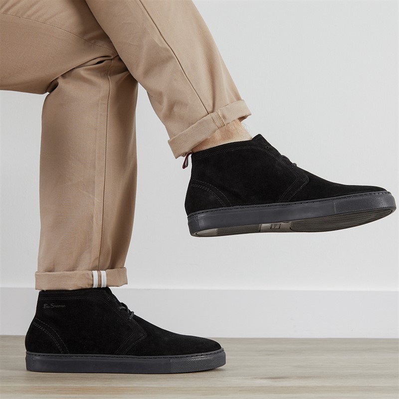 Ben Sherman Mens Parka Chukka Boots Black Suede - Size 10