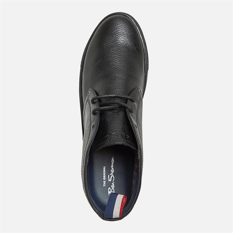 Ben Sherman Mens Parka Chukka Boots Black Milled Lea