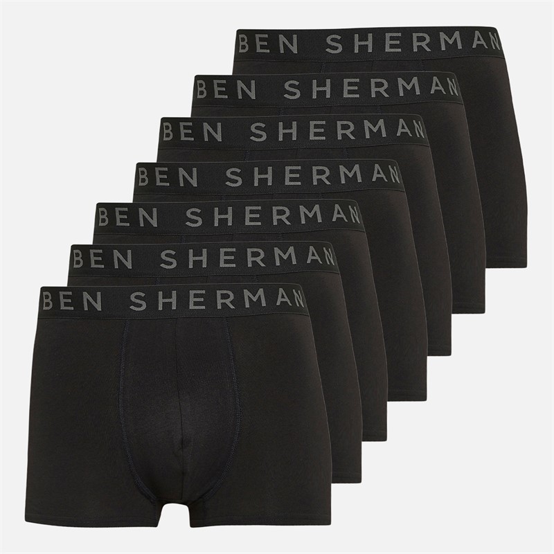 Ben Sherman Mens Jalen Seven Pack Trunks Black Pack A - Size S