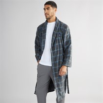 Ben Sherman Mens Darius Fleece Robe Charcoal Check