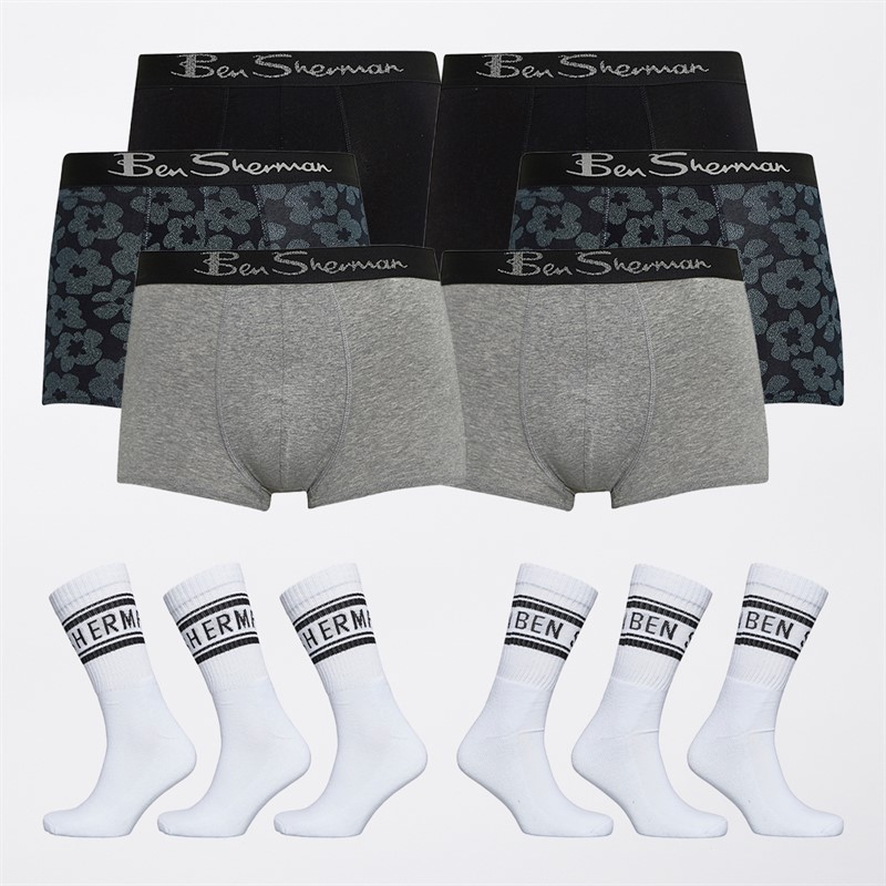 Ben Sherman Mens Twelve Pack Boxers And Socks Gift Set Assorted