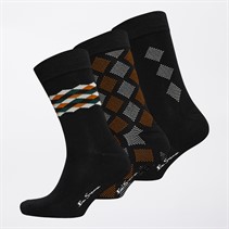 Ben Sherman Mens Wildfire Three Pack Socks Black/Brown/Teal